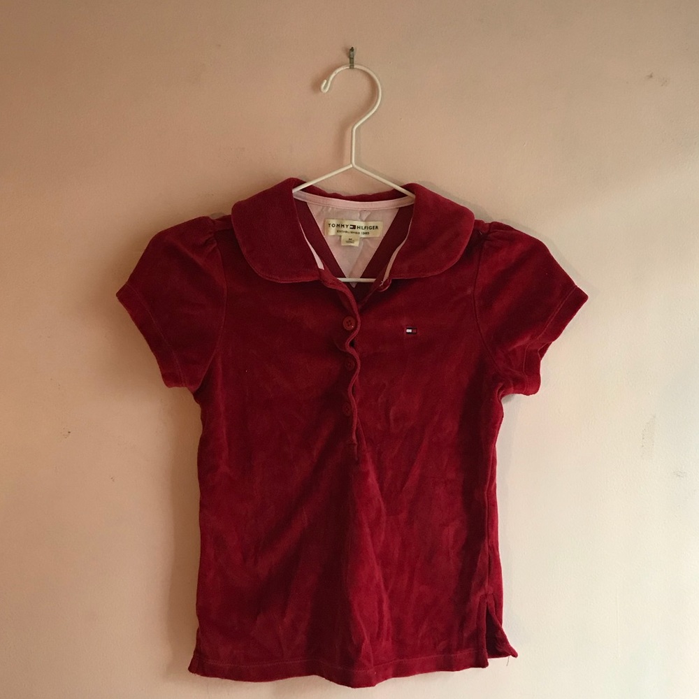 Red Velour Tommy Polo